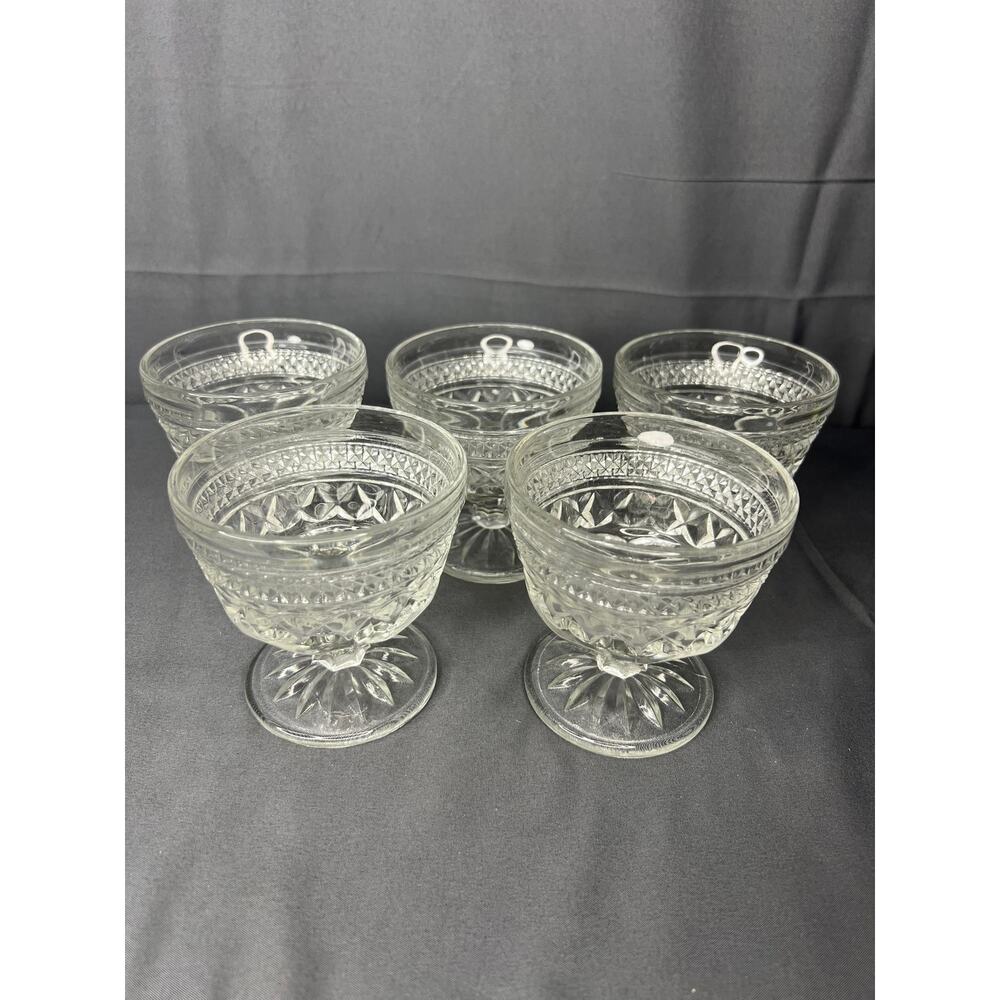 Vintage Anchor Hocking Set of 5 Glass Dessert Cups